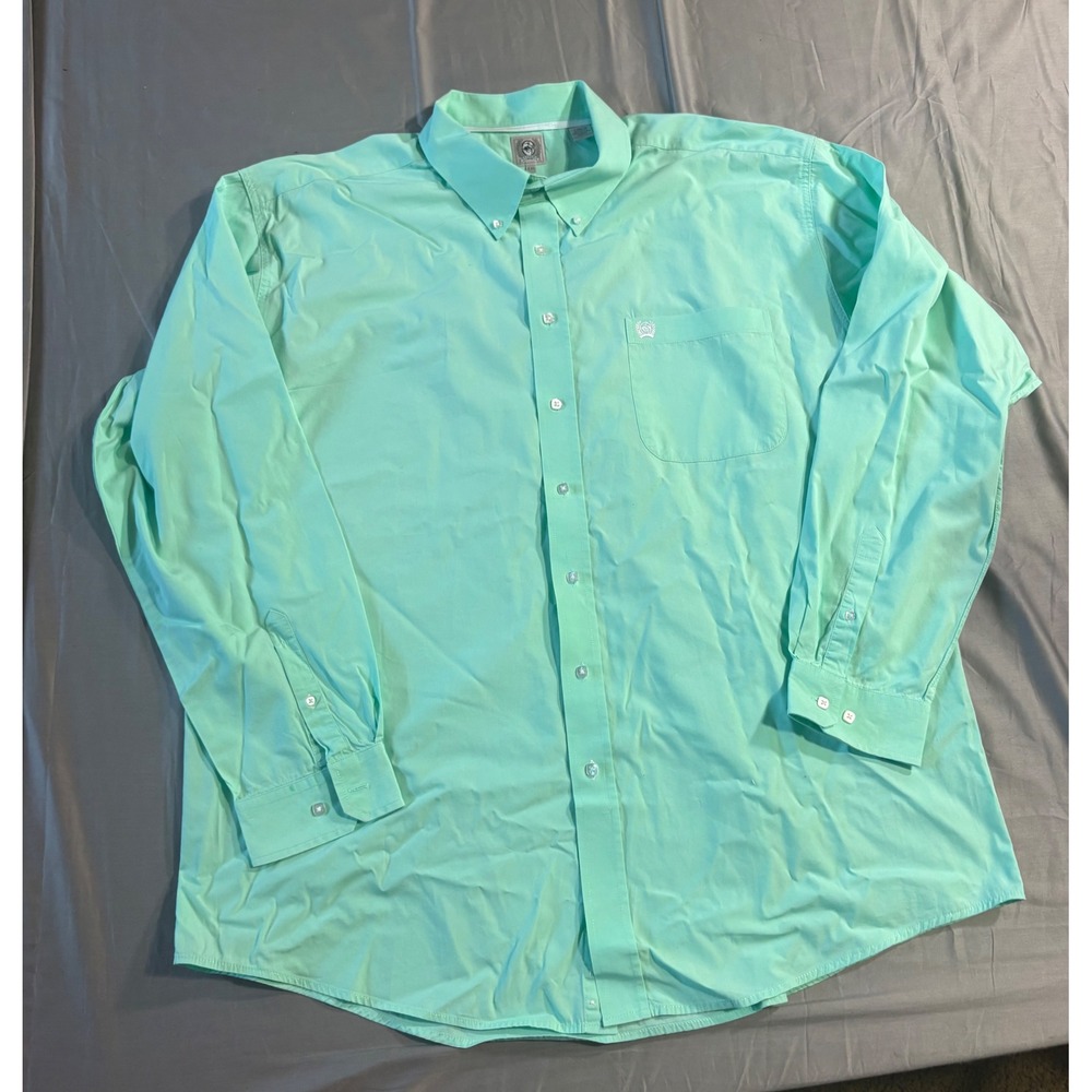 Cinch Mens XXL Mint Green Button Down Western Shirt Long Sleeve Cotton 0219
